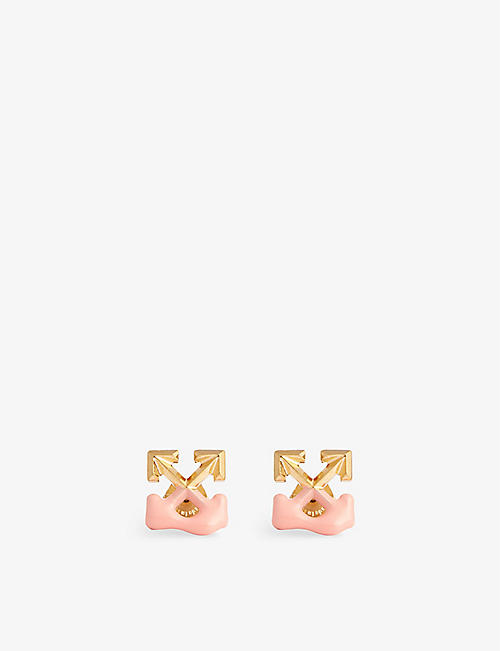OFF-WHITE C/O VIRGIL ABLOH: Mini Arrow gold-toned and enamel earrings