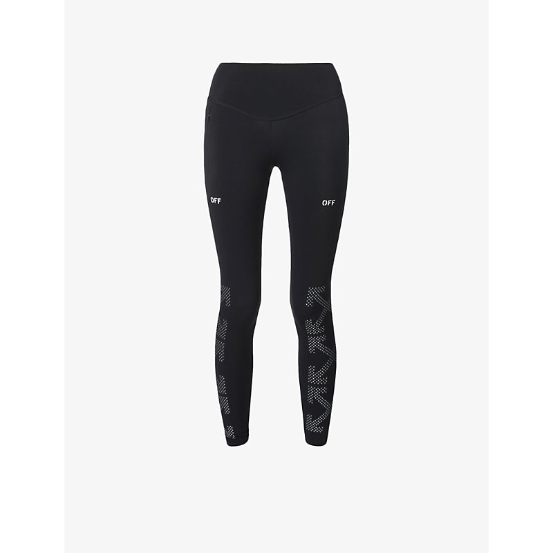 OFF-WHITE ATHLETE REFLECT PANELLED STRETCH-WOVEN LEGGINGS