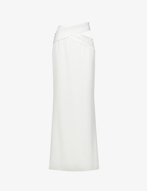 MONOT: Cut-out slim-fit crepe maxi skirt