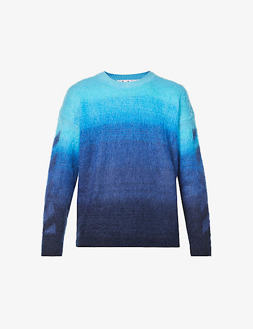 OFF-WHITE C/O VIRGIL ABLOH: Diagonal-print crewneck wool-blend sweatshirt