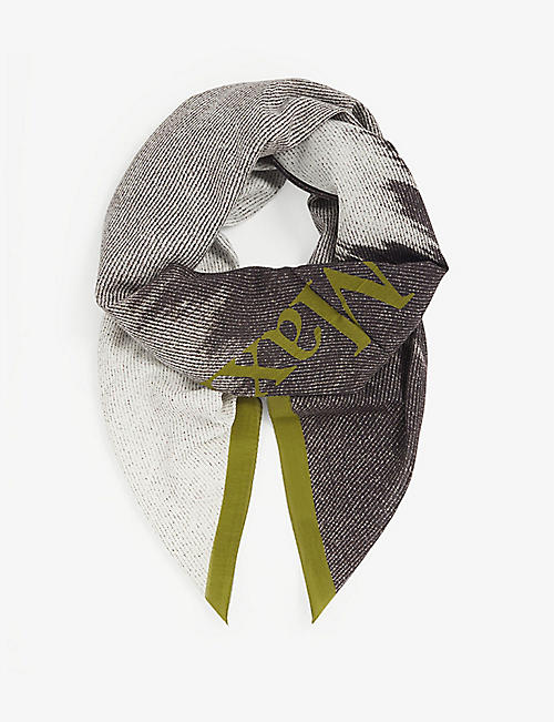 MAX MARA: Caraffa brand-print cotton and silk scarf