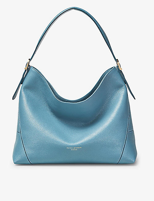 ASPINAL OF LONDON: A-stitched pebbled-leather hobo bag