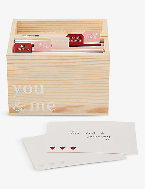 VALENTINES: Date Ideas wooden box with cards 14.5cm x 12cm
