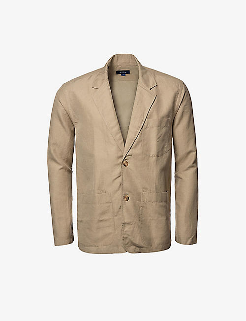 ETON: Notched lapel relaxed-fit linen, silk and cotton-blend blazer