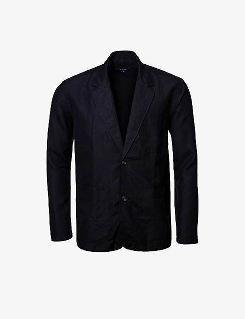 ETON: Notched lapel relaxed-fit linen, silk and cotton-blend blazer