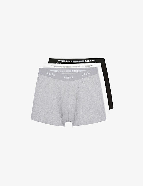 REISS: Heller logo-print pack of three stretch-cotton boxers