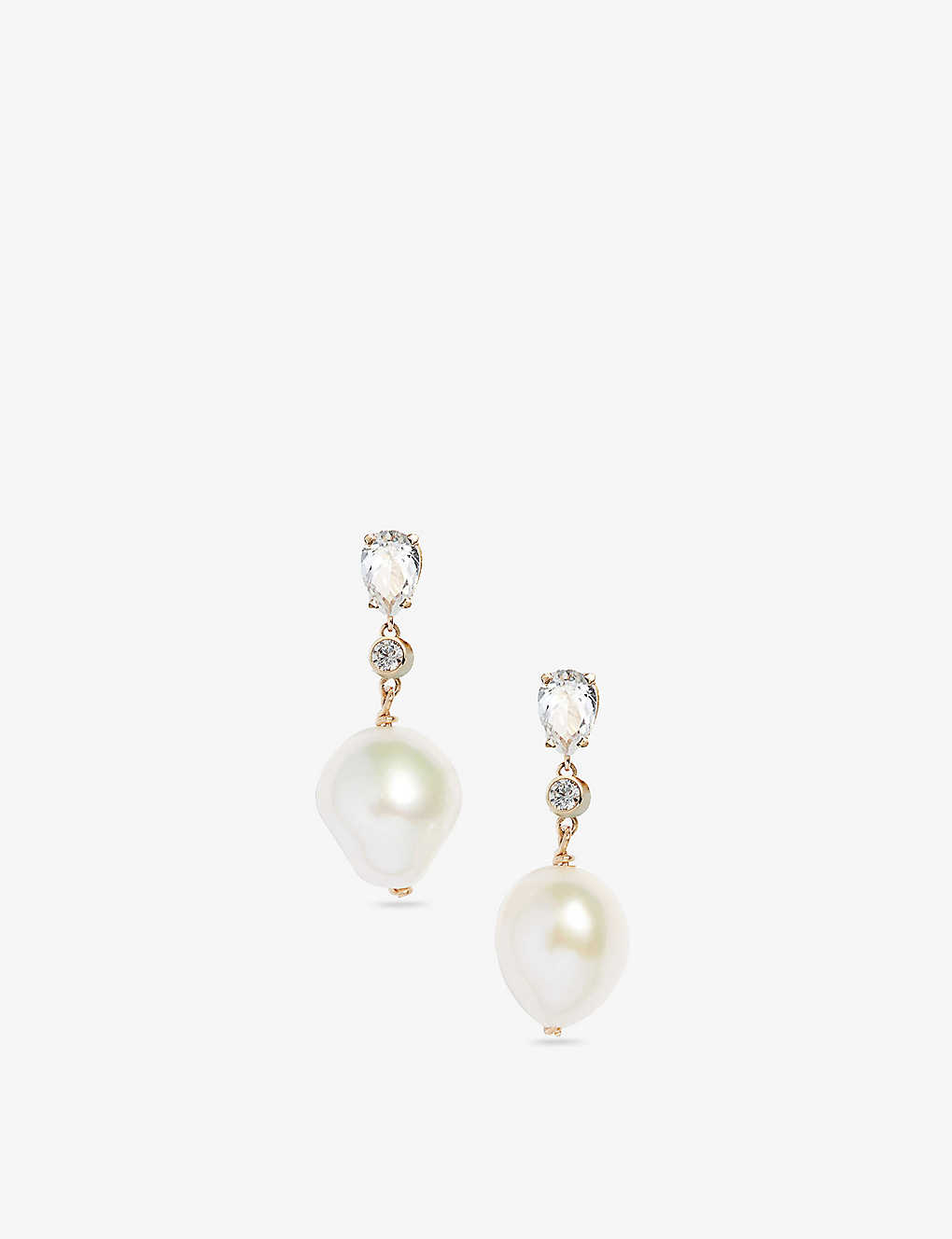 The Alkemistry Women's 14ct Yellow Gold Pear Cut Yellow Gold, White Topaz And Pearl Earrings