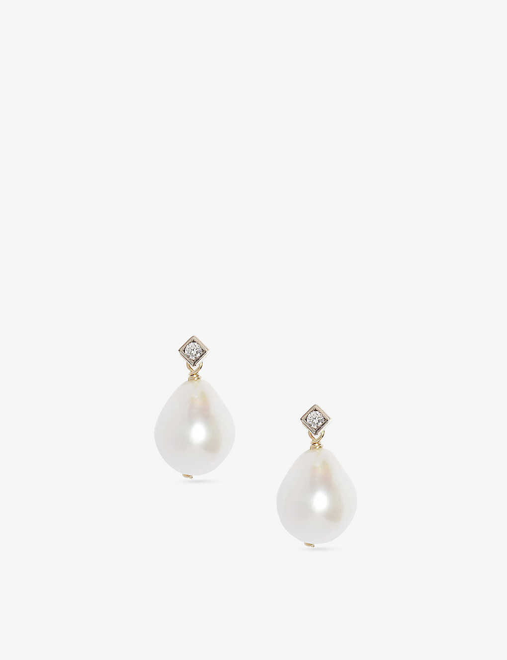 The Alkemistry Womens 14ct Yellow Gold Princess Yellow Gold, Diamond And Pearl Earrings