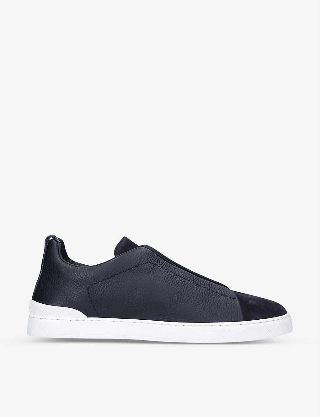 Ermenegildo Zegna Triple Stitch Leather And Suede Trainers In Navy