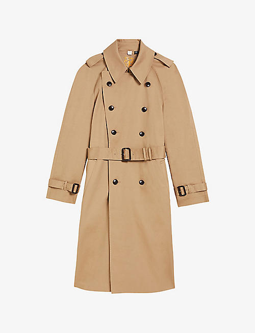TED BAKER: Ogmore double-breasted cotton trench coat