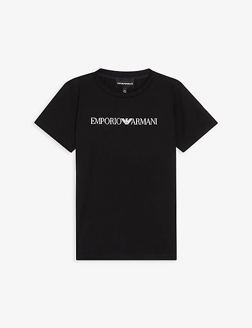 EMPORIO ARMANI: Eagle-print cotton T-shirt 4-16 years
