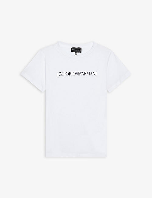 EMPORIO ARMANI: Eagle-print cotton T-shirt 4-16 years