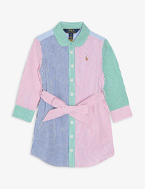 RALPH LAUREN: Stripe-print cotton shirt dress 6-12 months