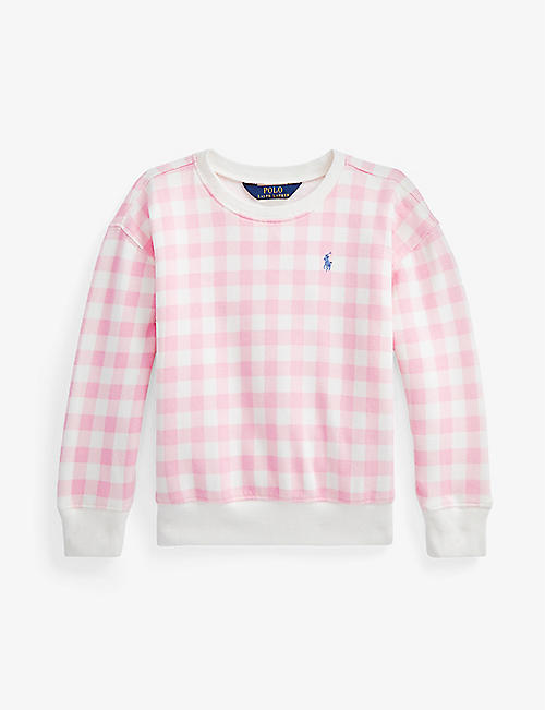RALPH LAUREN: Gingham-print logo cotton-blend sweatshirt 5-6 years