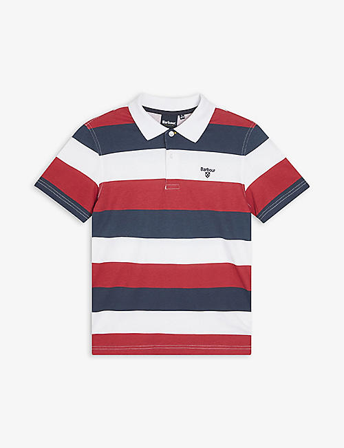 BARBOUR: Embroidered-logo striped cotton polo shirt 8-15 years