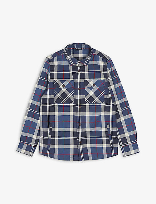 BARBOUR: Check button-down cotton overshirt 6-15 years
