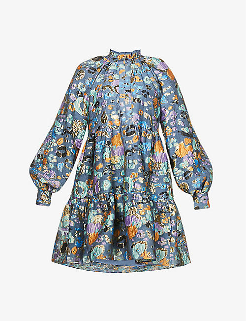 STINE GOYA: Jasmine graphic-print jacquard woven mini dress