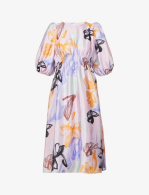 STINE GOYA - Elizabeth floral-print recycled-polyester midi dress ...
