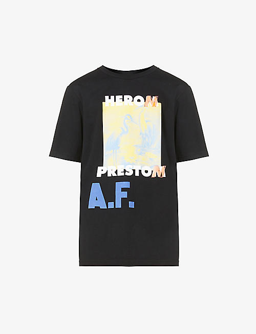 HERON PRESTON: Heron graphic-print cotton-jersey T-shirt