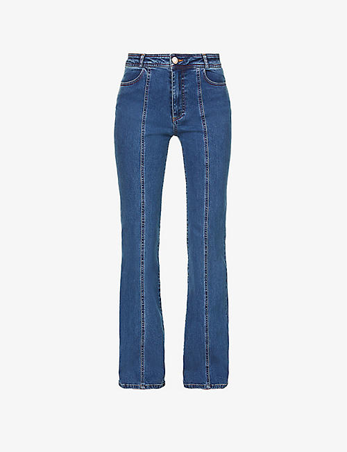 SEE BY CHLOE: Signature straight-leg high-rise stretch-denim jeans
