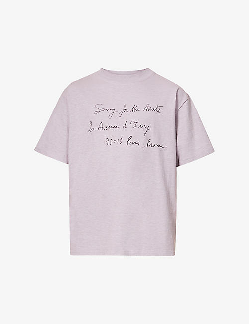 SONG FOR THE MUTE: Text-print relaxed-fit cotton-jersey T-shirt
