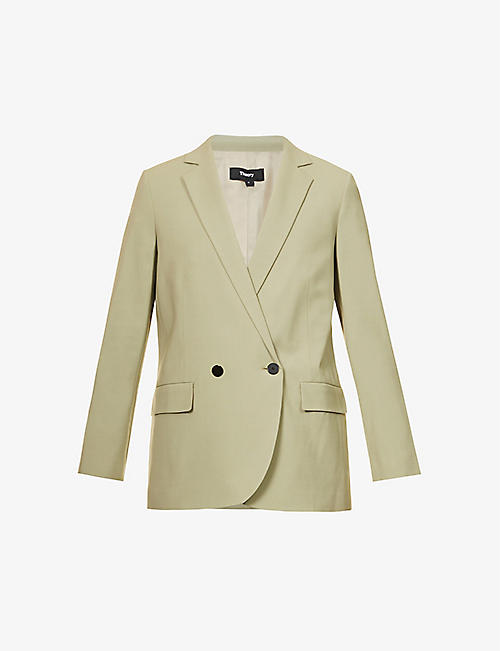 THEORY: Boy notch-lapel double-breasted stretch-wool jacket