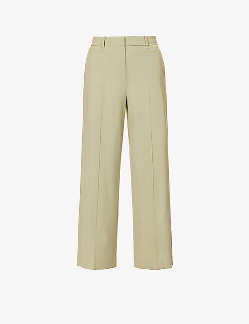 THEORY: Relax wide-leg mid-rise wool trousers