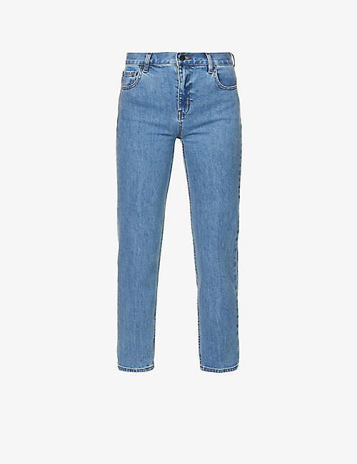 THEORY: Treeca straight-leg mid-rise cotton-blend jeans