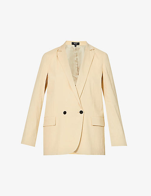 THEORY: Boy double-breasted stretch linen-blend blazer