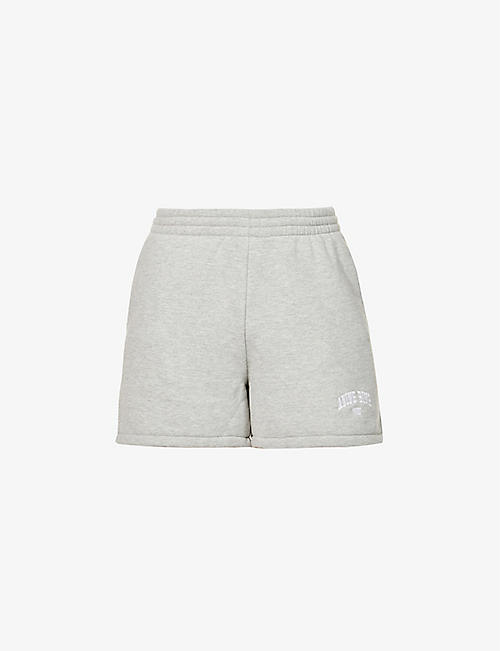 ANINE BING: Evan logo-embroidered cotton-blend shorts
