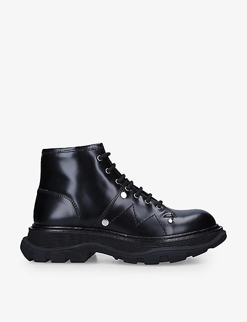 ALEXANDER MCQUEEN: Tread lace-up leather ankle boots