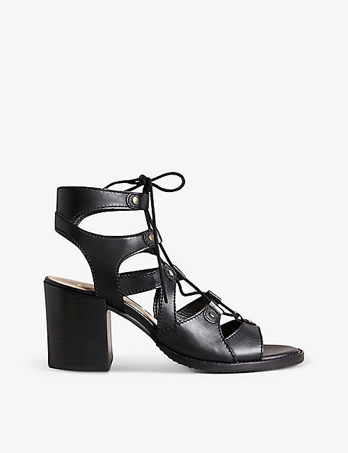 TED BAKER: Lylla leather heeled ghillie sandals