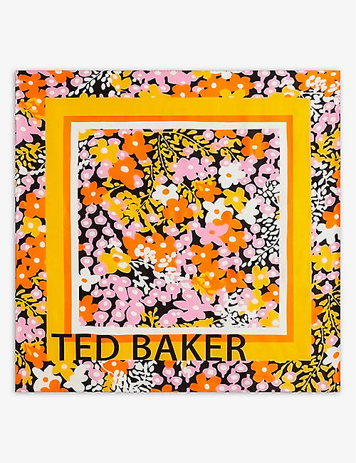 TED BAKER: Dories floral-print silk scarf