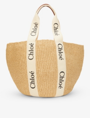 Chloé Woody Medium Paper Basket Bag In White