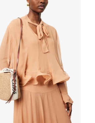 Woody small raffia basket bag