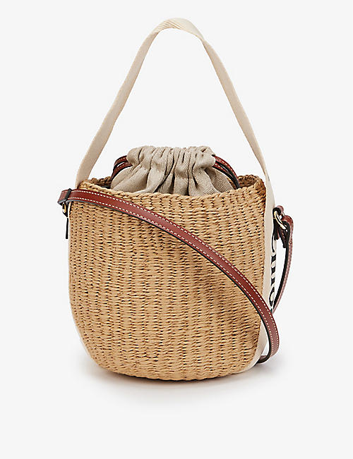 CHLOE: Woody small raffia basket bag