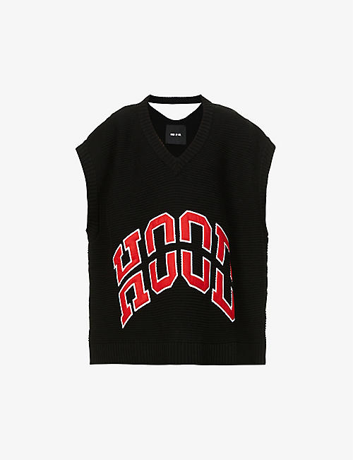 HOOD BY AIR: Brand-appliqué oversized wool-blend knitted vest