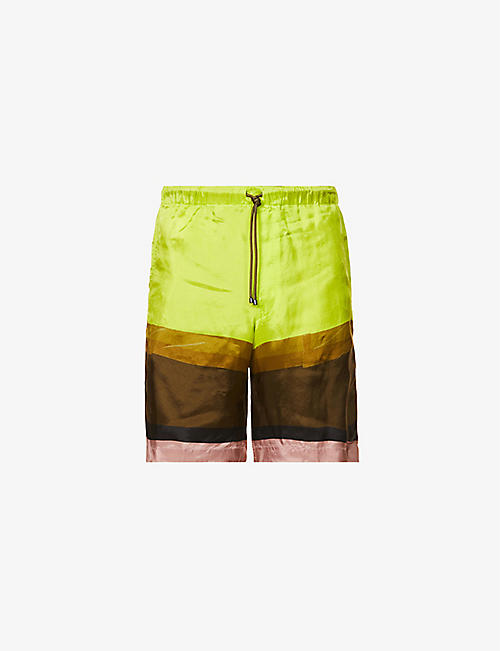 DRIES VAN NOTEN: Striped relaxed-fit mid-rise crepe shorts
