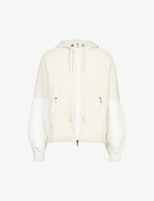 ELEVENTY: Contrast-sleeve hooded stretch-woven hoody