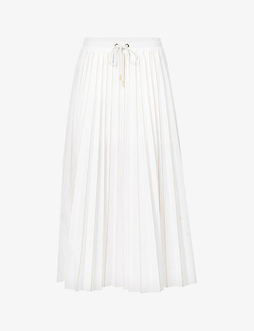 ELEVENTY: Drawstring-waist cotton-blend plisse midi skirt