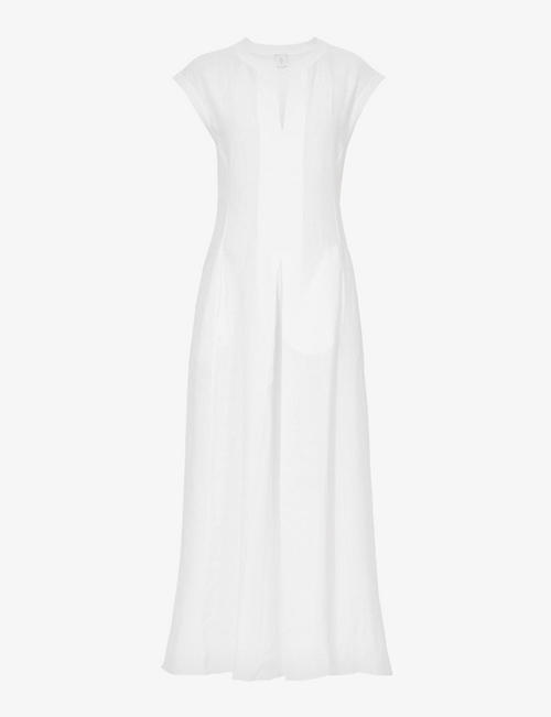 ELEVENTY: Capped-sleeve semi-sheer linen maxi dress