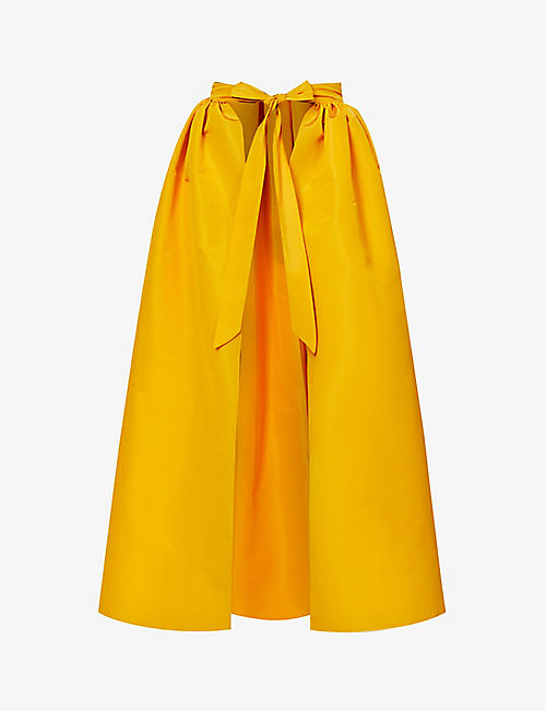 GRETA CONSTANTINE: Tie-detail A-line silk silk-satin maxi skirt