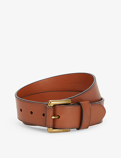 POLO RALPH LAUREN: Brand-engraved buckle leather dress belt