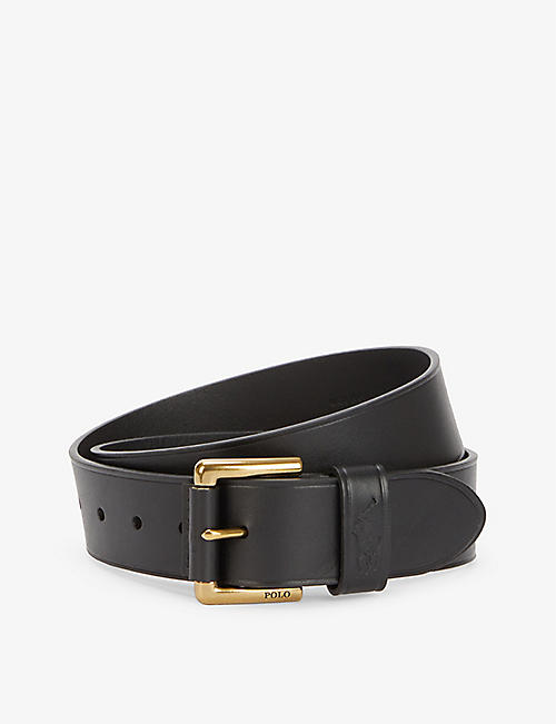 POLO RALPH LAUREN: Brand-engraved buckle leather dress belt