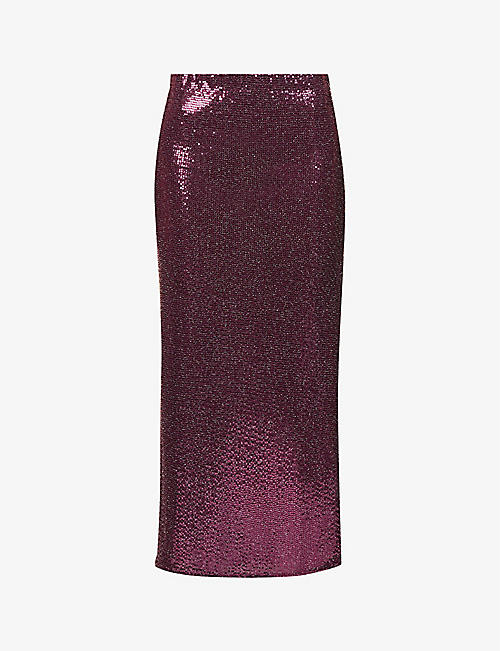 DODO BAR OR: Lidiya metallic stretch-woven midi skirt