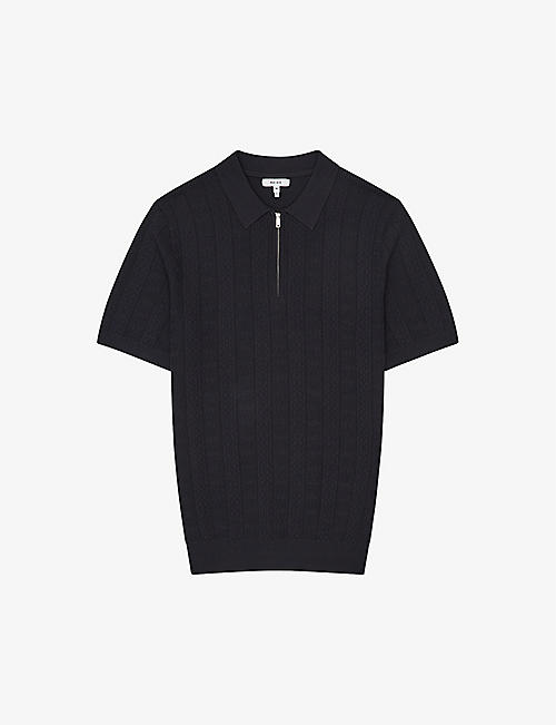 REISS: Groove short-sleeve knitted polo shirt