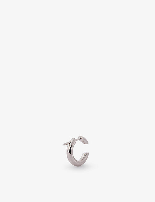 MARIA BLACK: Disrupted rhodium-plated sterling-silver single hoop earring