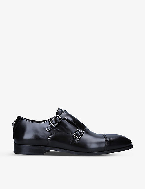 KURT GEIGER LONDON: Harris logo-embellished leather monk-strap shoes