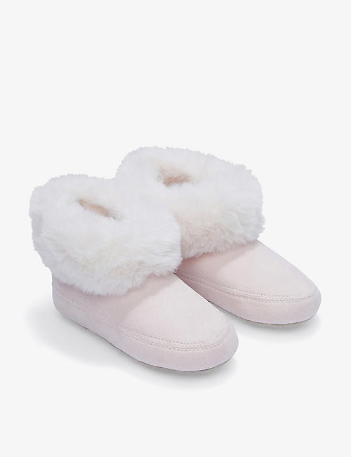 THE LITTLE WHITE COMPANY: Trim faux fur boot slippers 1-6 years