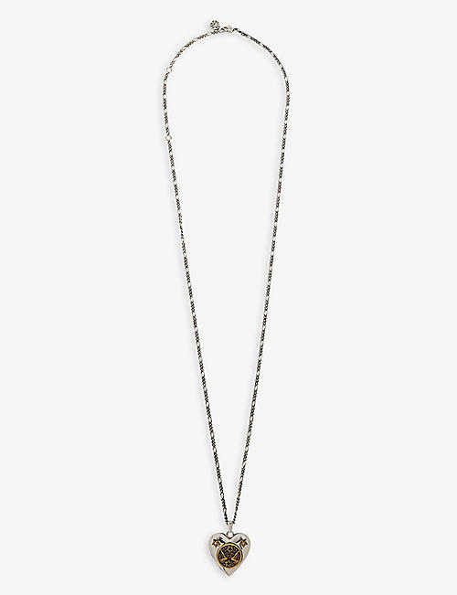 ALEXANDER MCQUEEN: Heart-locket silver-toned brass pendant necklace